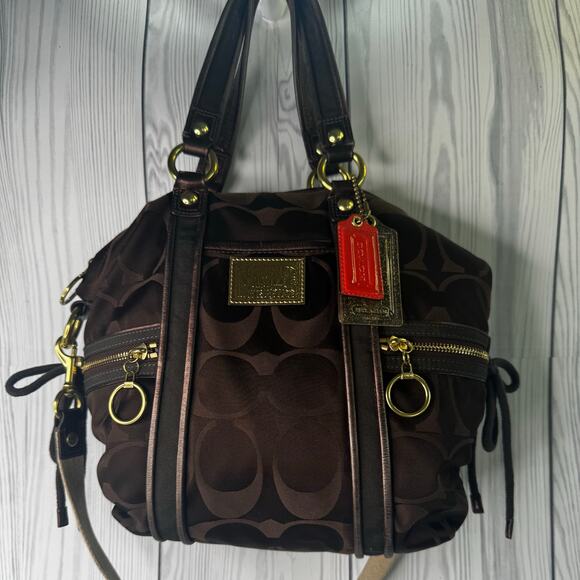Coach 13843 Poppy Brown Tote/Shoulder Bag 2-Way Classic Leather Style Authentic - Picture 1 of 9